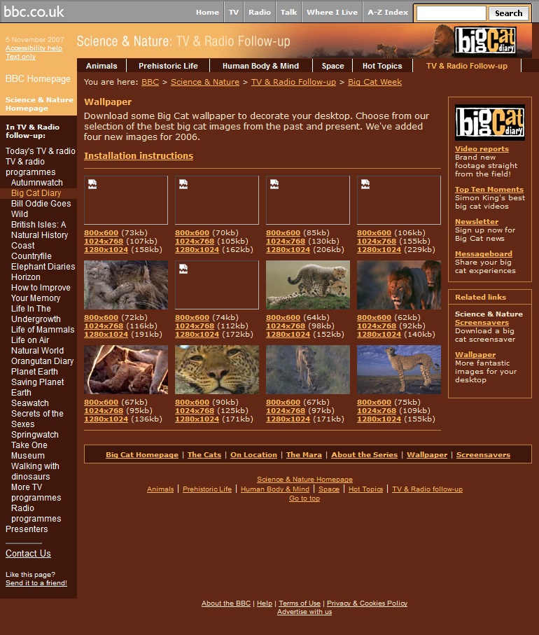 Big Cat Diary 2007 Website