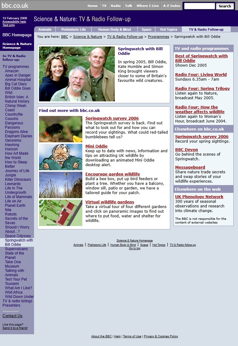 Springwatch 2006 Website