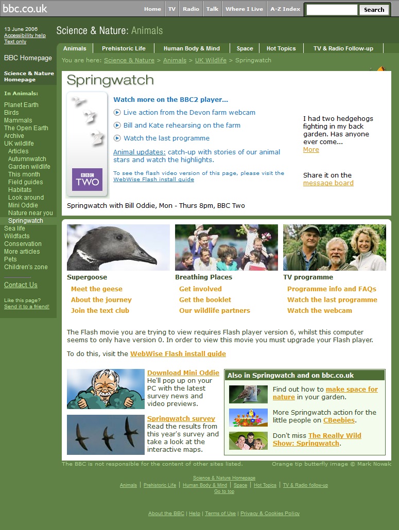 Springwatch 2007 Website