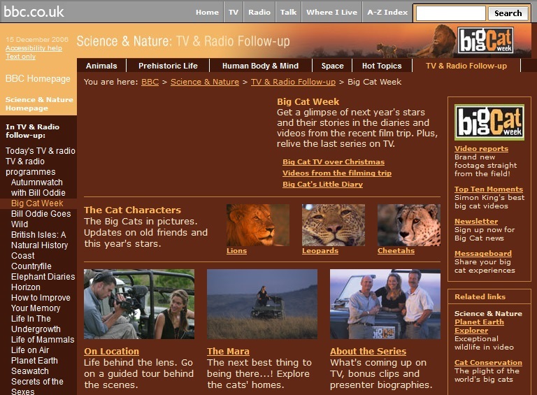 Big Cat Diary 2006 Website