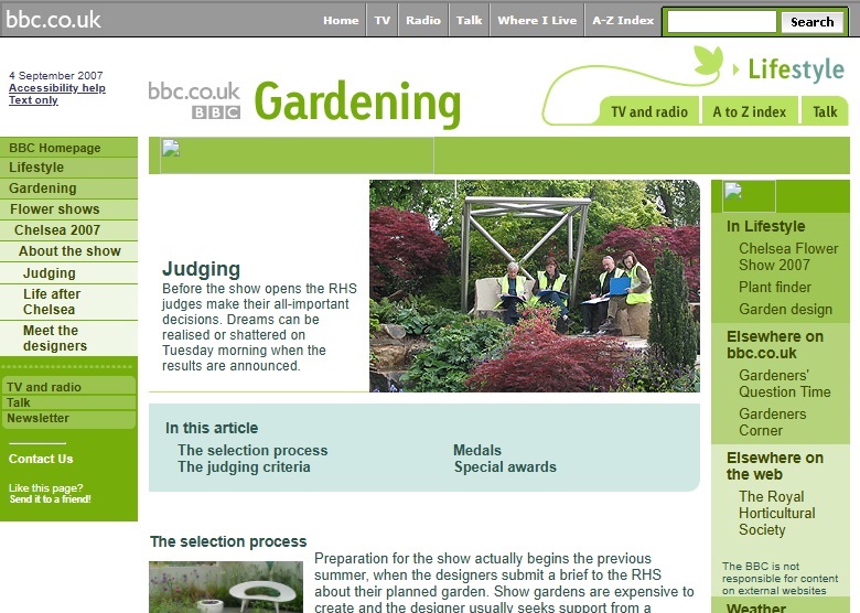 Chelsea Flower Show 2007 Website