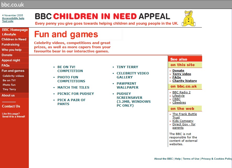 Children In Need 2005 Website
