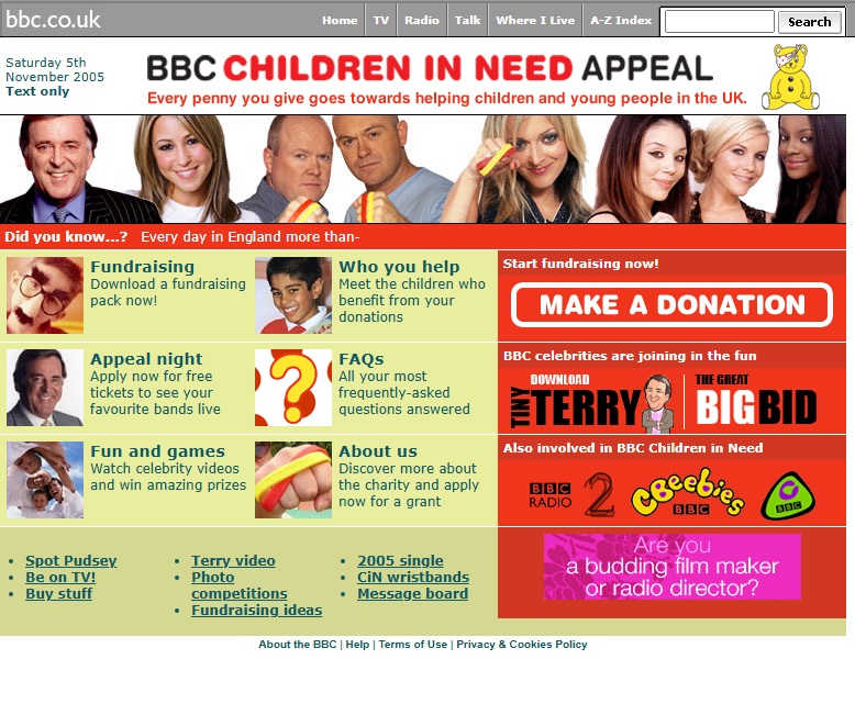 Children In Need 2005 Website