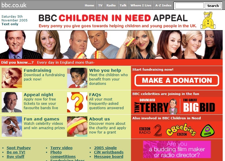 Children In Need 2005 Website
