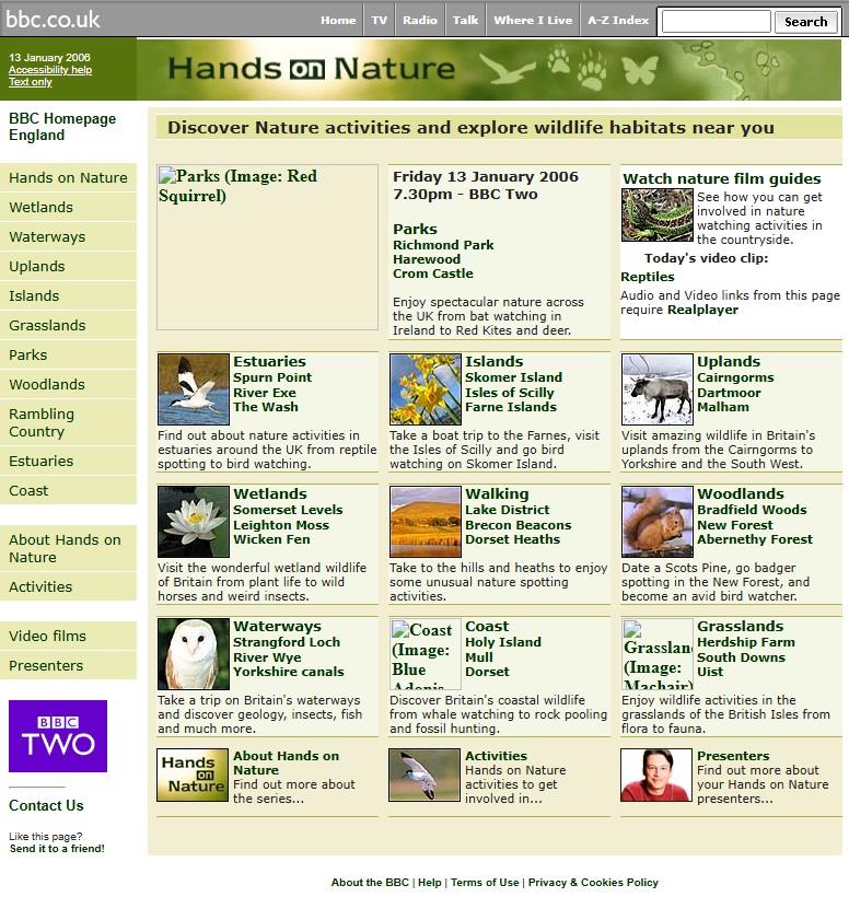 Hands On Nature Website
