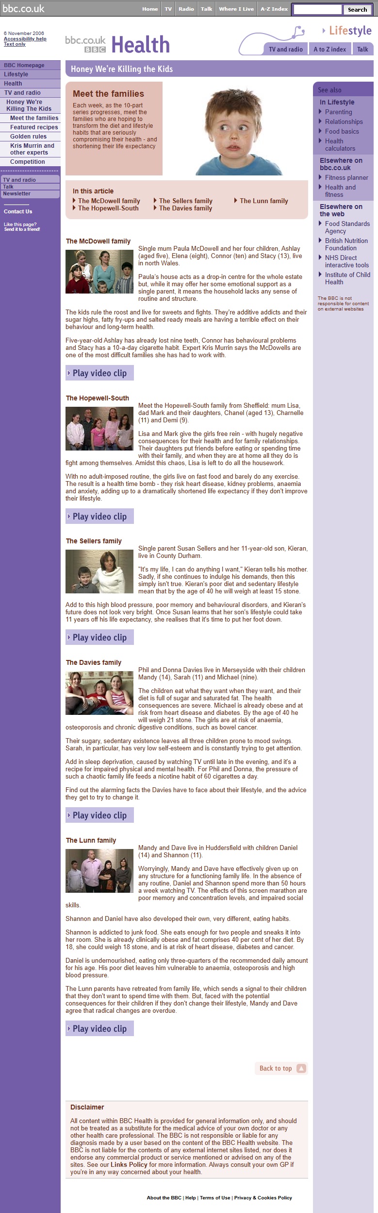 Honey We're Killing The Kids Website