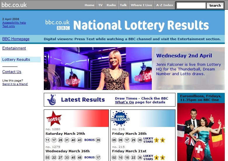National Lottery Website