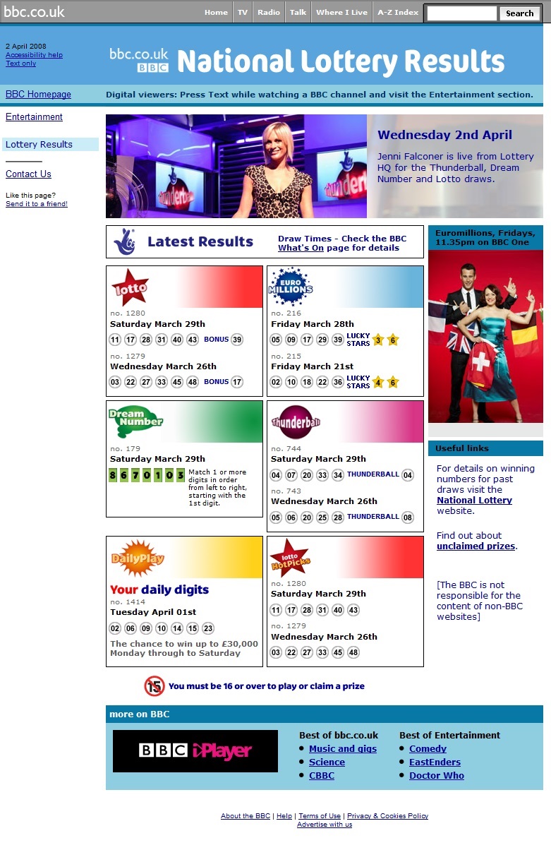 National Lottery Website