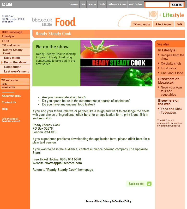Ready Steady Cook Website