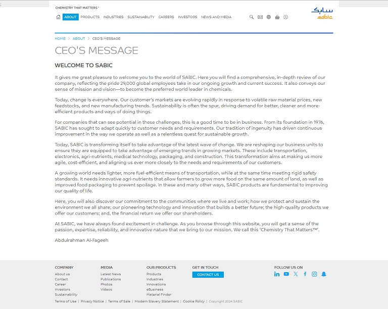 About - CEO SABIC website