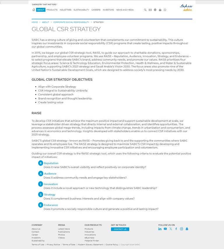 About - CSR - Strategy SABIC website