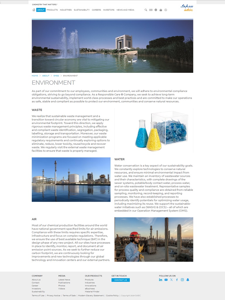 About - EHSS - Environment SABIC website