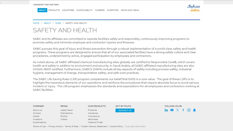 About - EHSS - Safety SABIC website