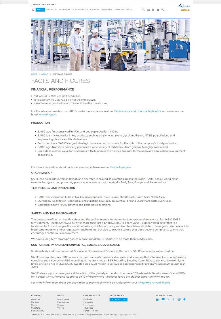 About - Facts & Figures SABIC website