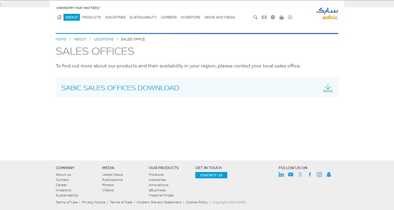 About - Locations - Sales SABIC website
