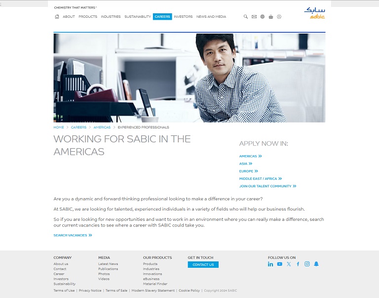 Careers - Americas - Experienced SABIC website