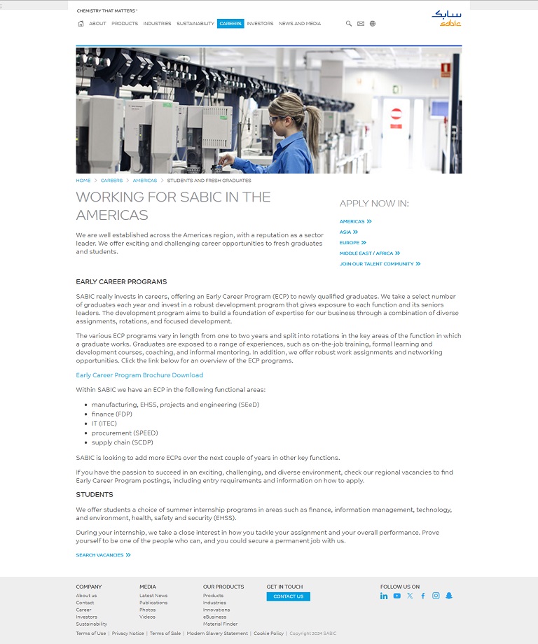 Careers - Americas - Junior SABIC website