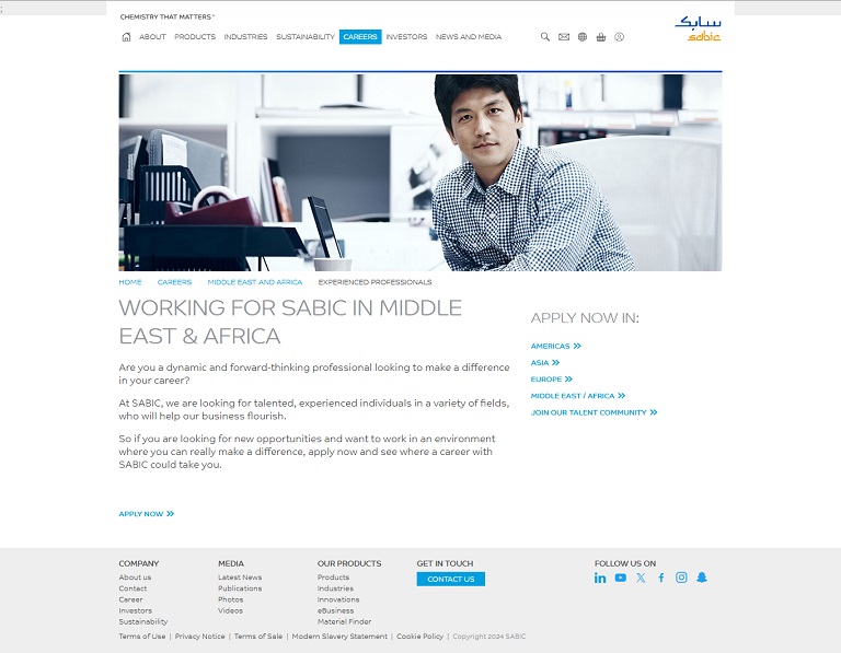 Careers - MEA - Experienced SABIC website