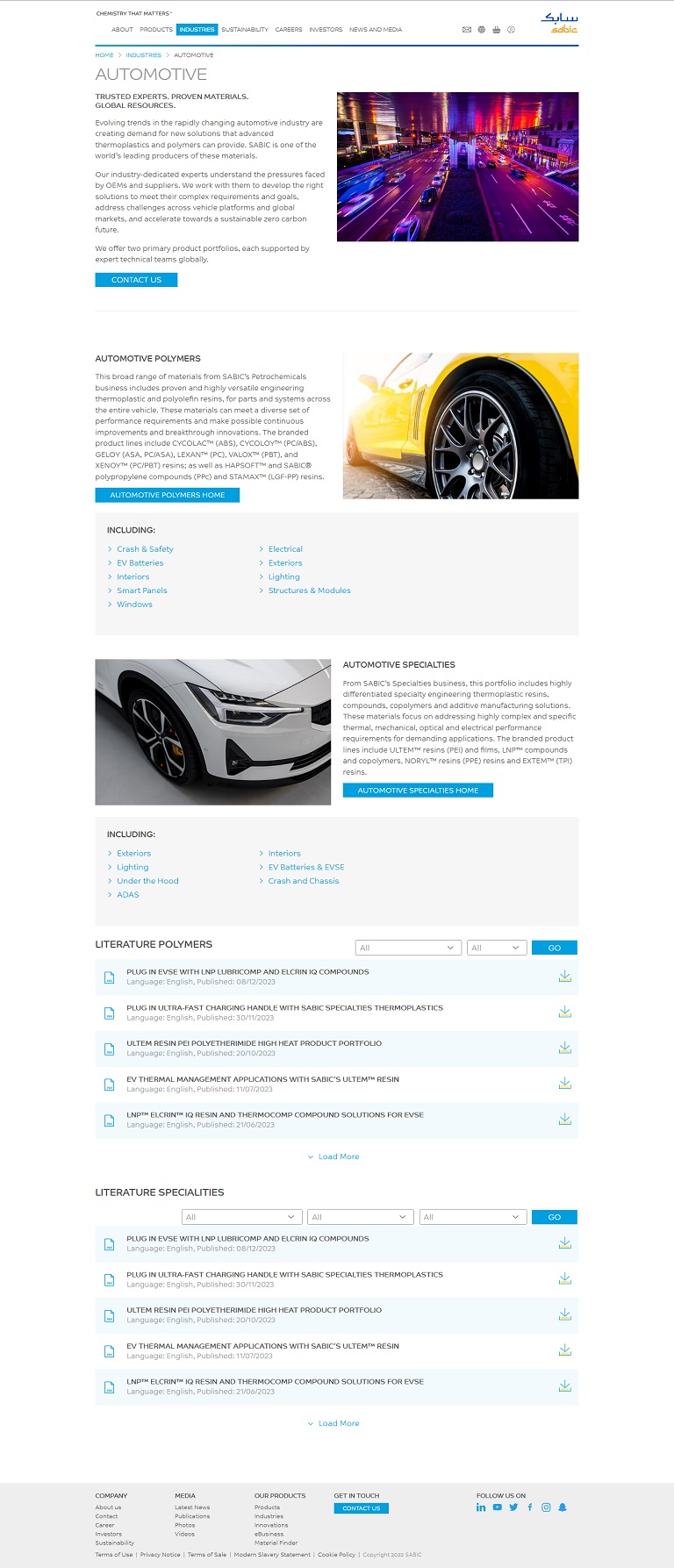 Industries - Automotive SABIC website