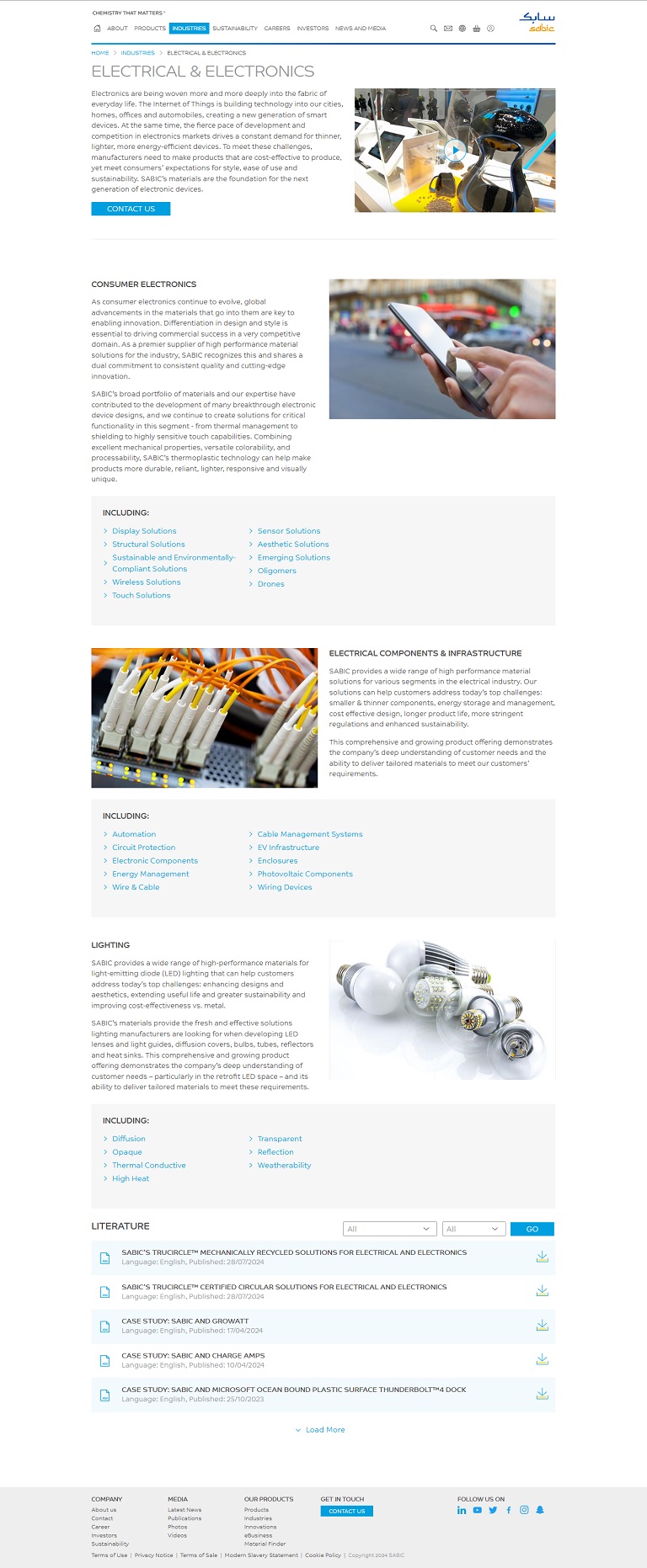 Industries - Electrical SABIC website