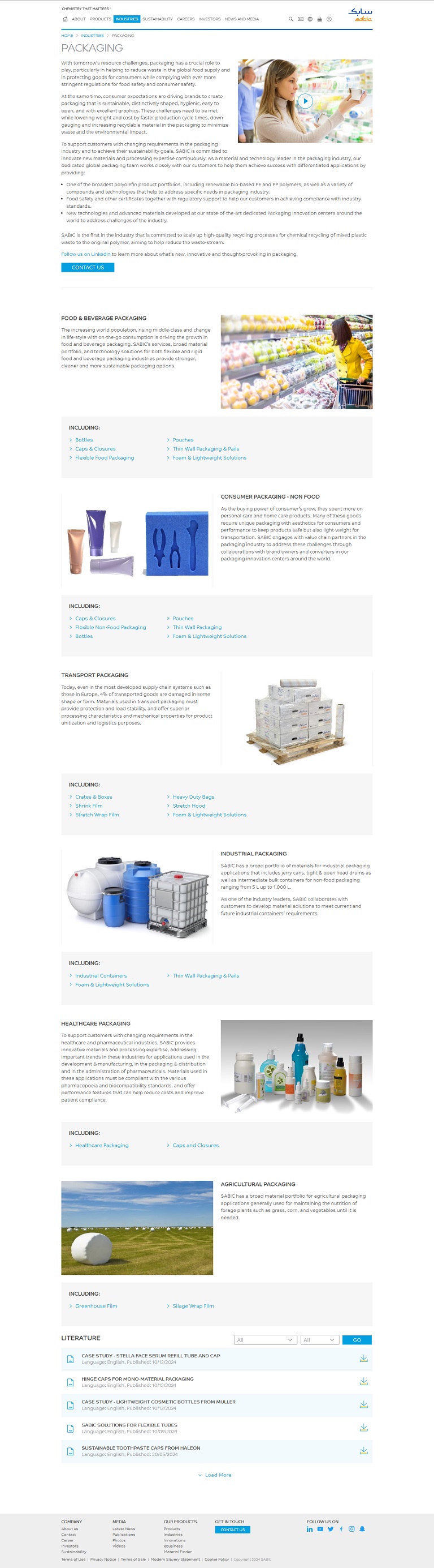Industries - Packaging SABIC website