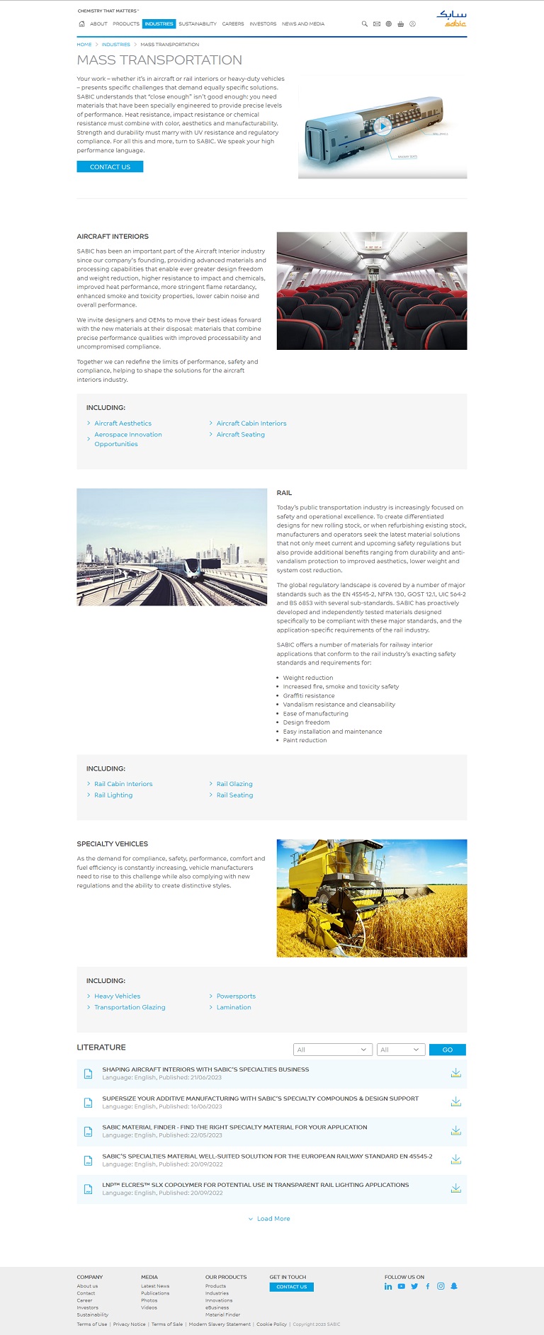 Industries - Transportation SABIC website