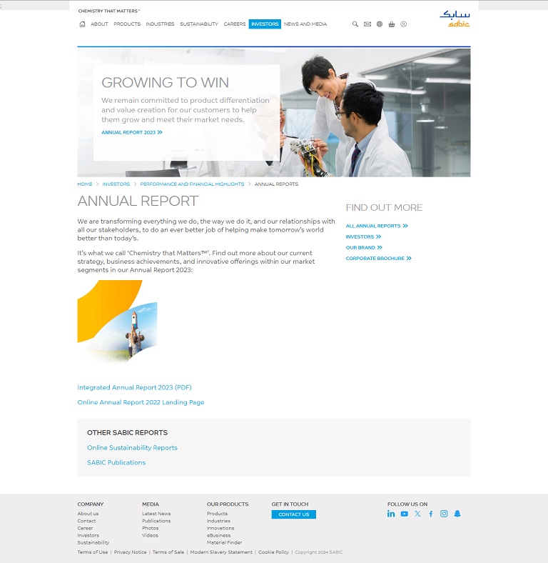 Investors - Annual SABIC website