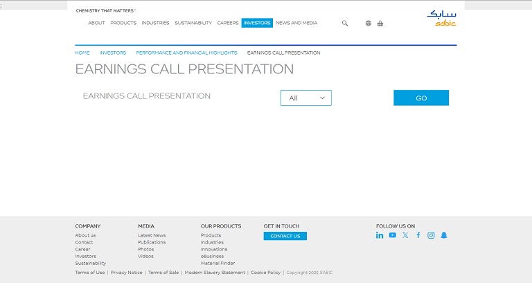 Investors - Earnings Call SABIC website