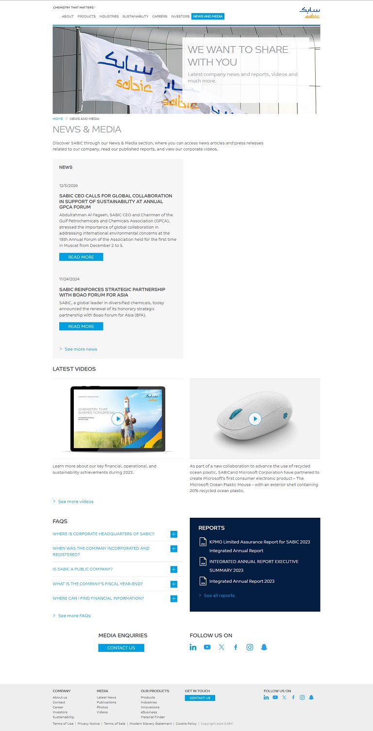 News SABIC website