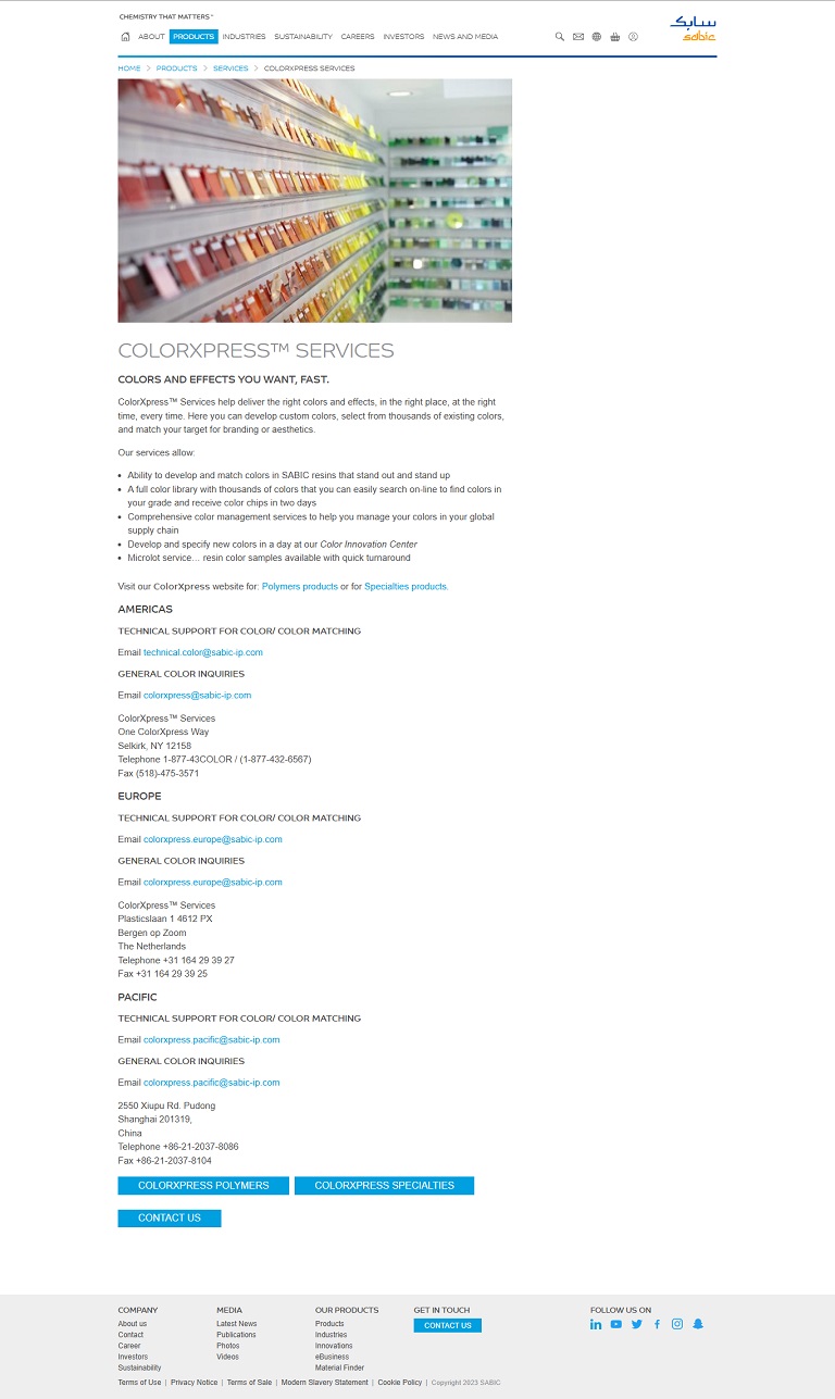 Products - Colorxpress SABIC website