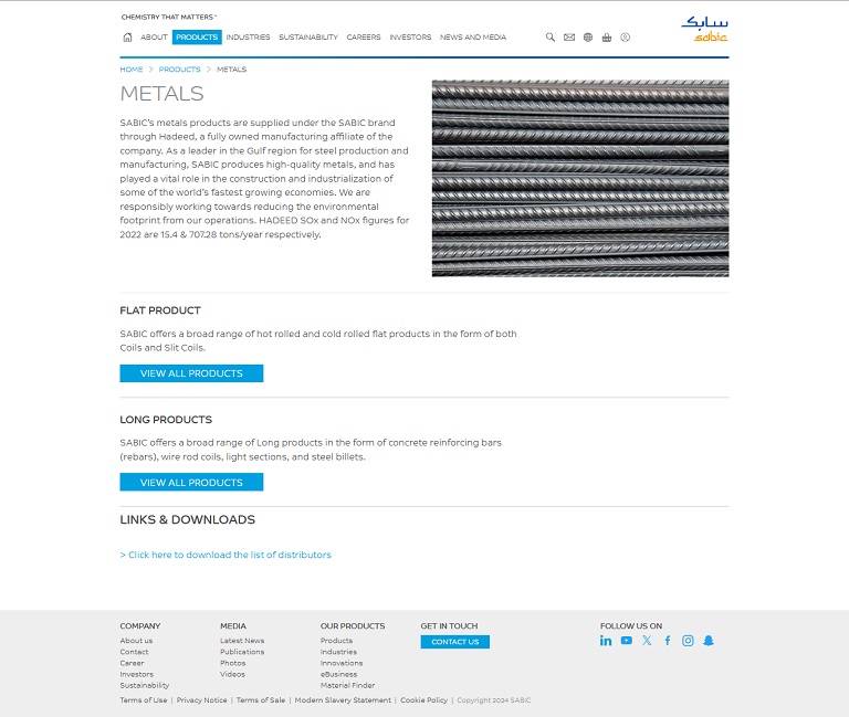 Products - Metals SABIC website
