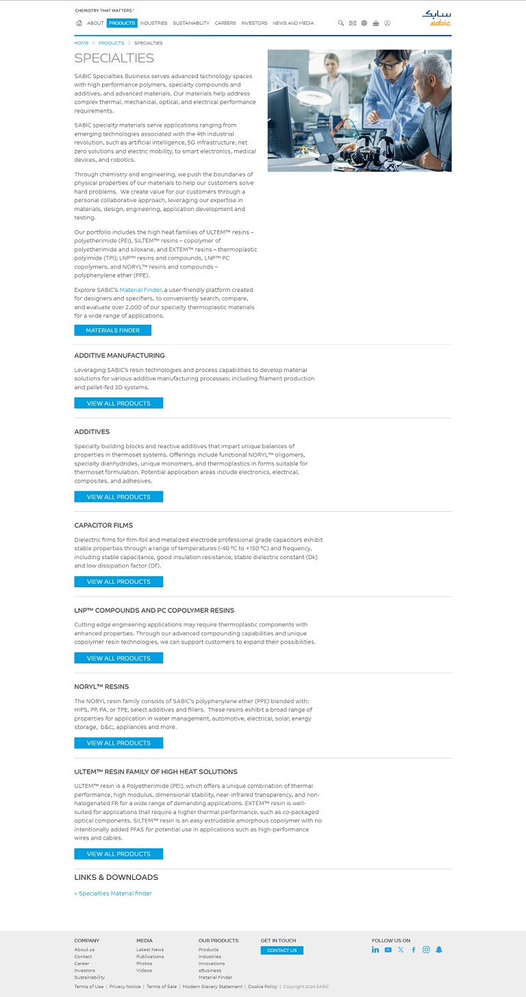 Products - Specialties SABIC website