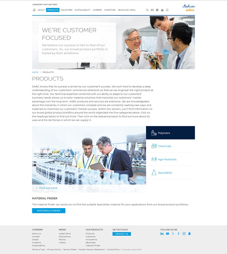 Products SABIC website