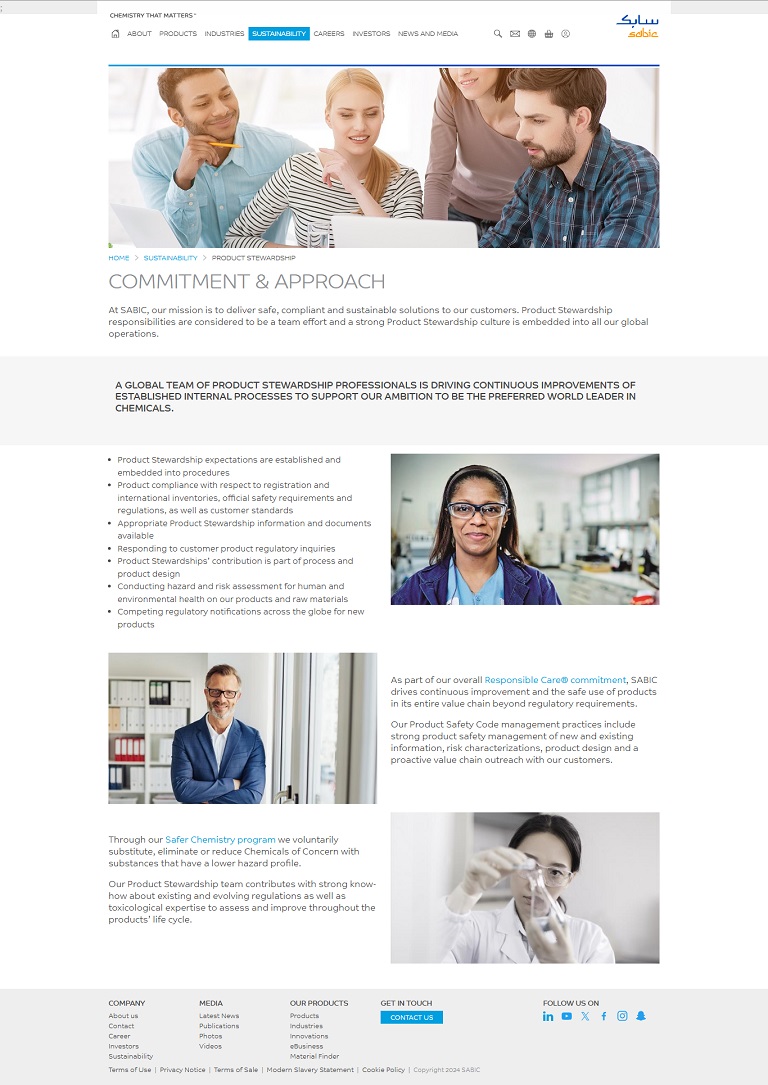 Sustainability - Commitment SABIC website