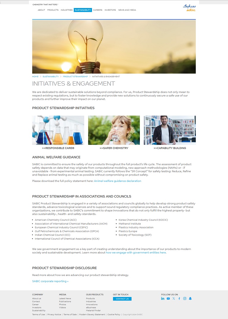 Sustainability - Initiatives SABIC website