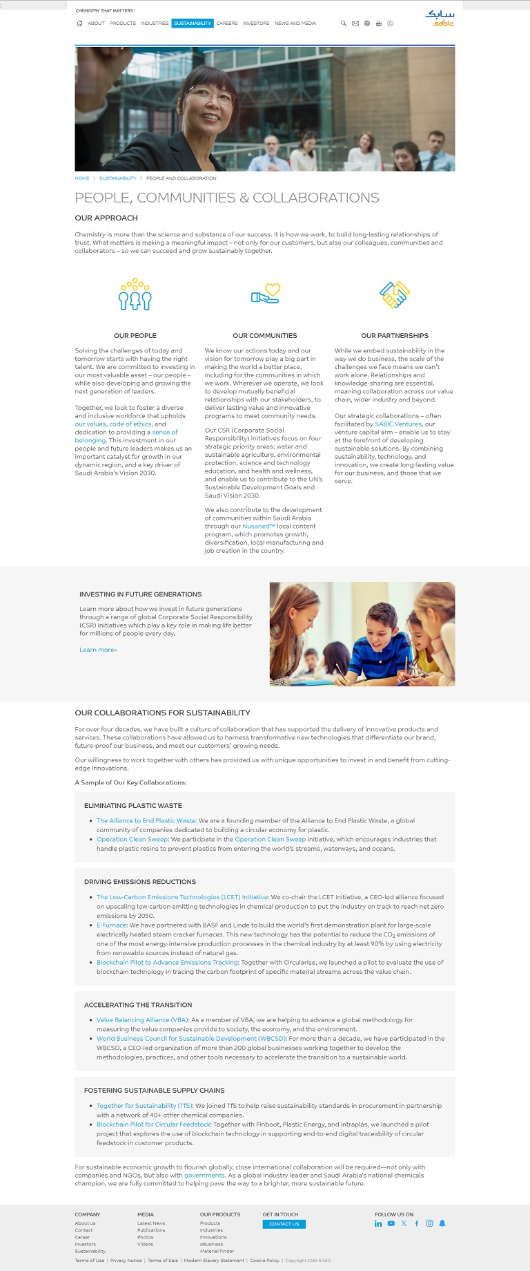 Sustainability - People SABIC website