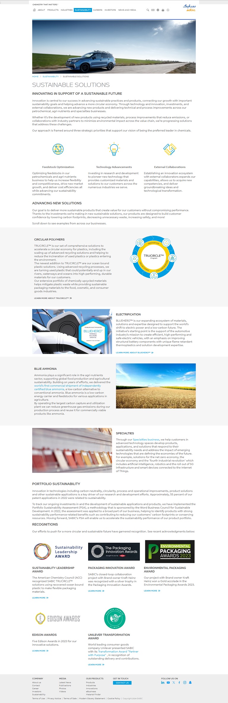 Sustainability - Solutions SABIC website