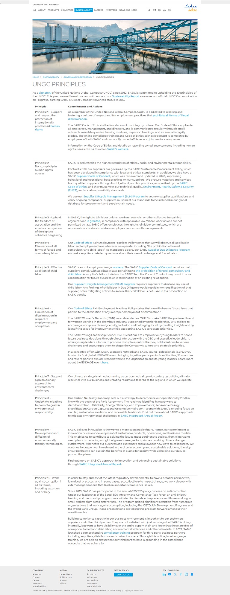 Sustainability - UNGC SABIC website