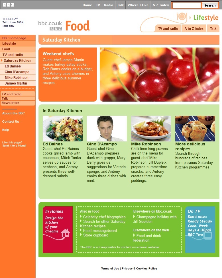 Saturday Kitchen Website