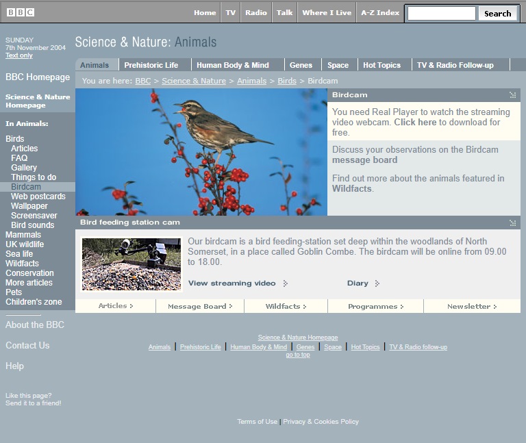Science & Nature Webcams Website