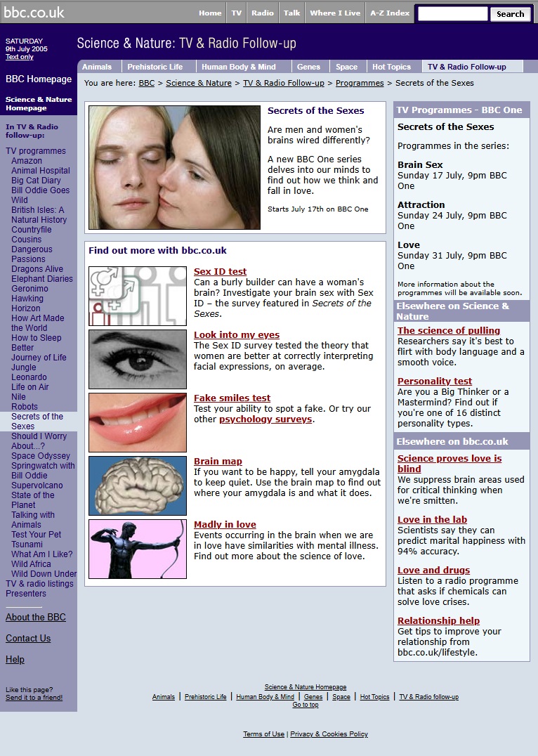 Secrets Of The Sexes Website