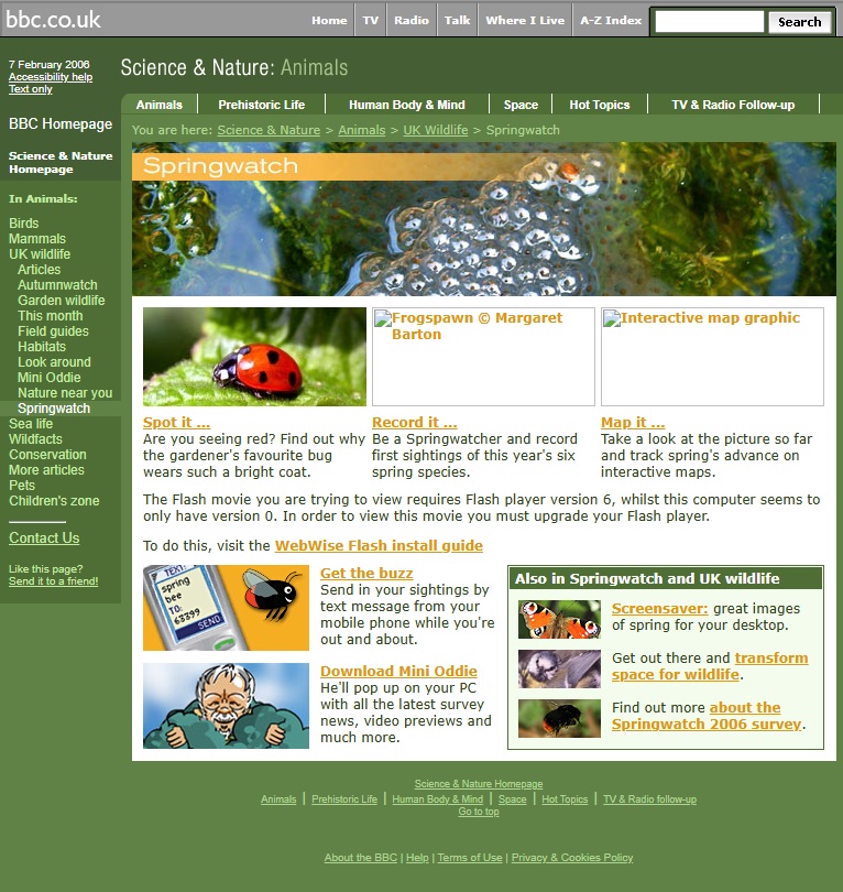 Springwatch 2006 Survey Website