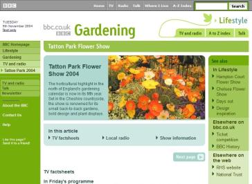 RHS Flower Show At Tatton Park 2004 Website