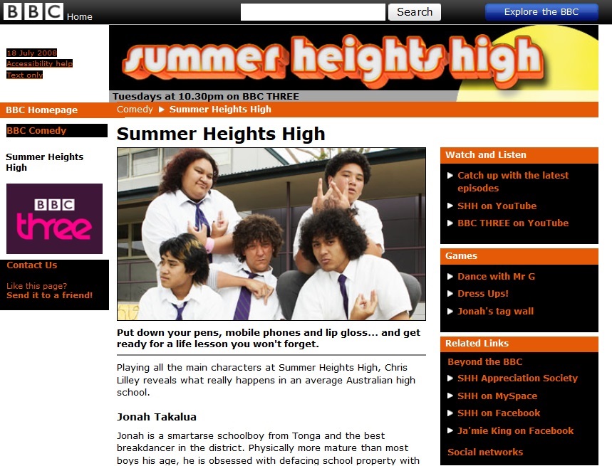 Summer Heights High Website