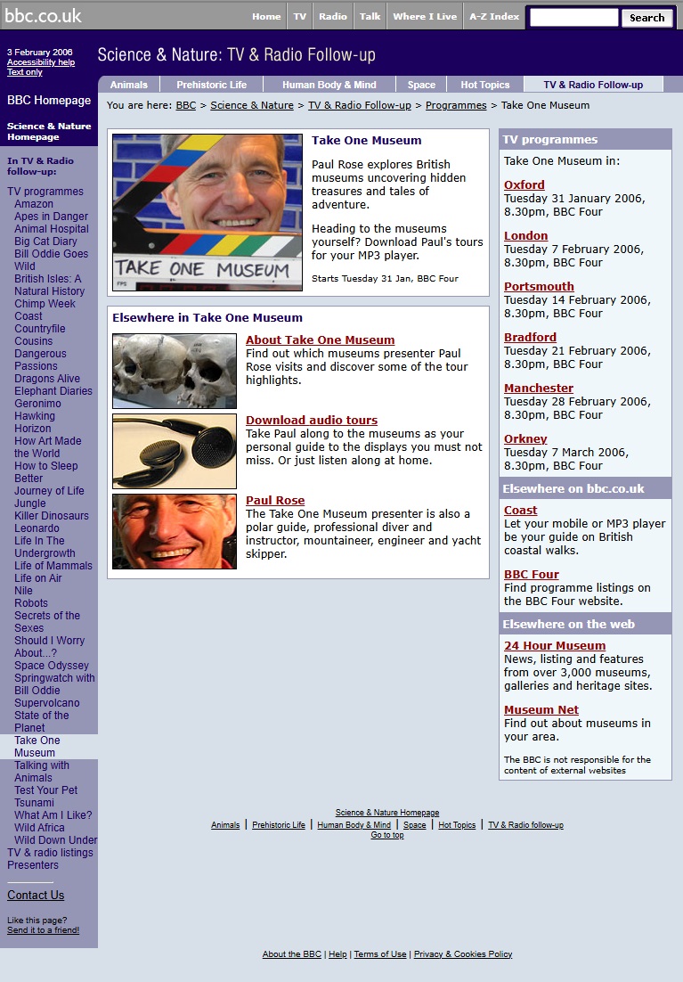 Take One Museum Website