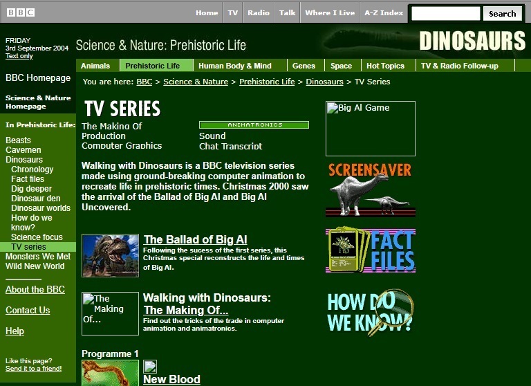 Walking With Dinosaurs Website