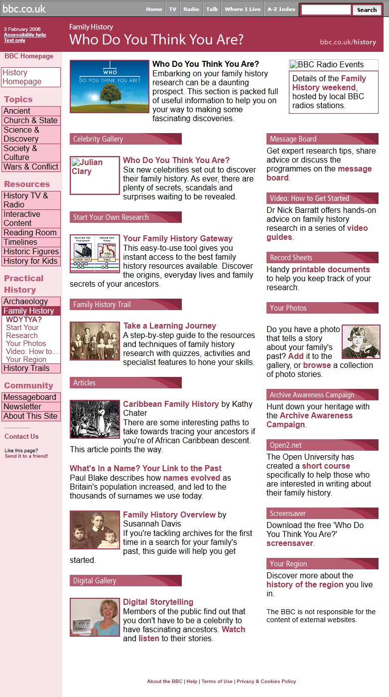 Who Do You Think You Are? Series 2 Website